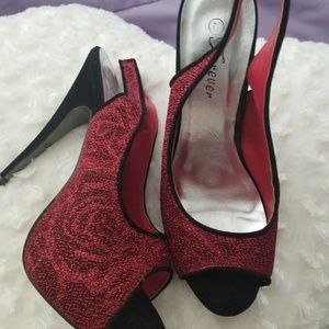 Forever women's 7.5 sparkle red heels